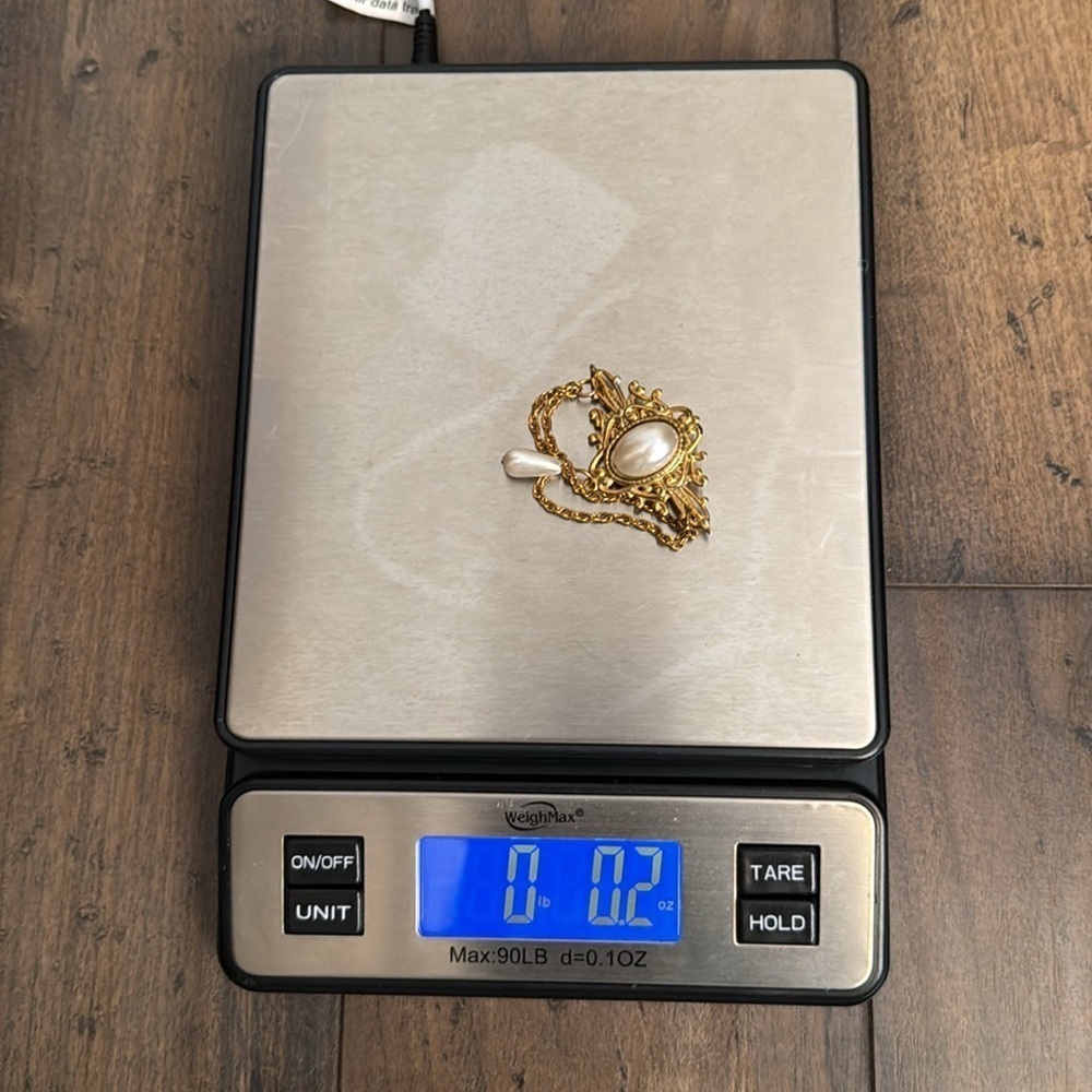 Vintage Faux Pearl Chain Brooch Pin Teardrop Statement Gold Tone lot B33 - Picture 5 of 5